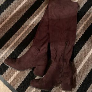 Brown suede tall boots